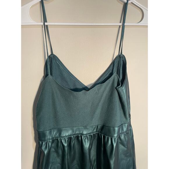 Zara Knit Green Faux Leather Midi Dress Size Small - Picture 8 of 12
